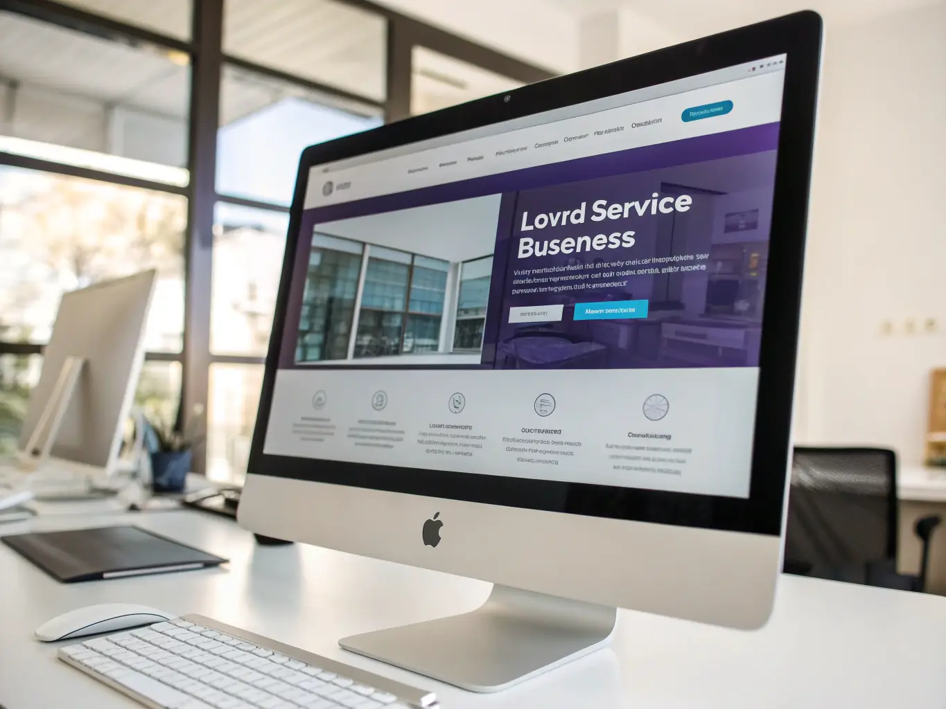 A sleek, modern website mockup showcasing a clean, responsive design with a prominent RFQ button, representing the FlashFix Redesign service and its focus on lead generation.