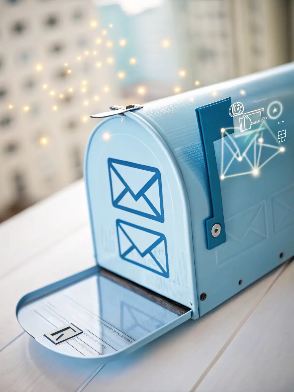 An icon representing an email being sent with a target symbol on it, symbolizing the Email Marketing Add-On service.